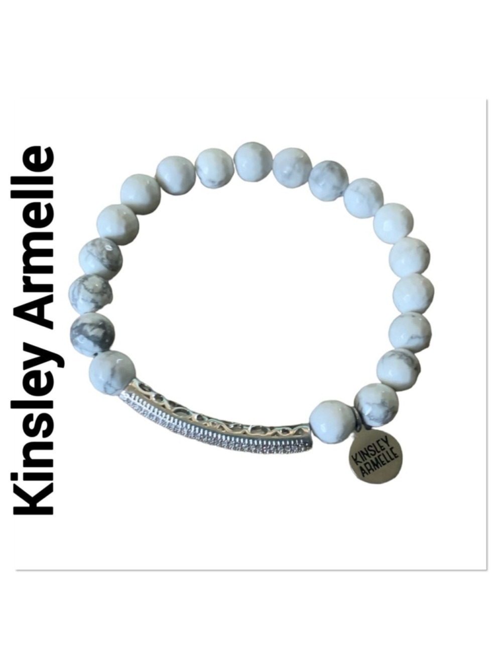 KINSLEY ARMELLE Howlite Bracelet White & Silver RETIRED STYLE